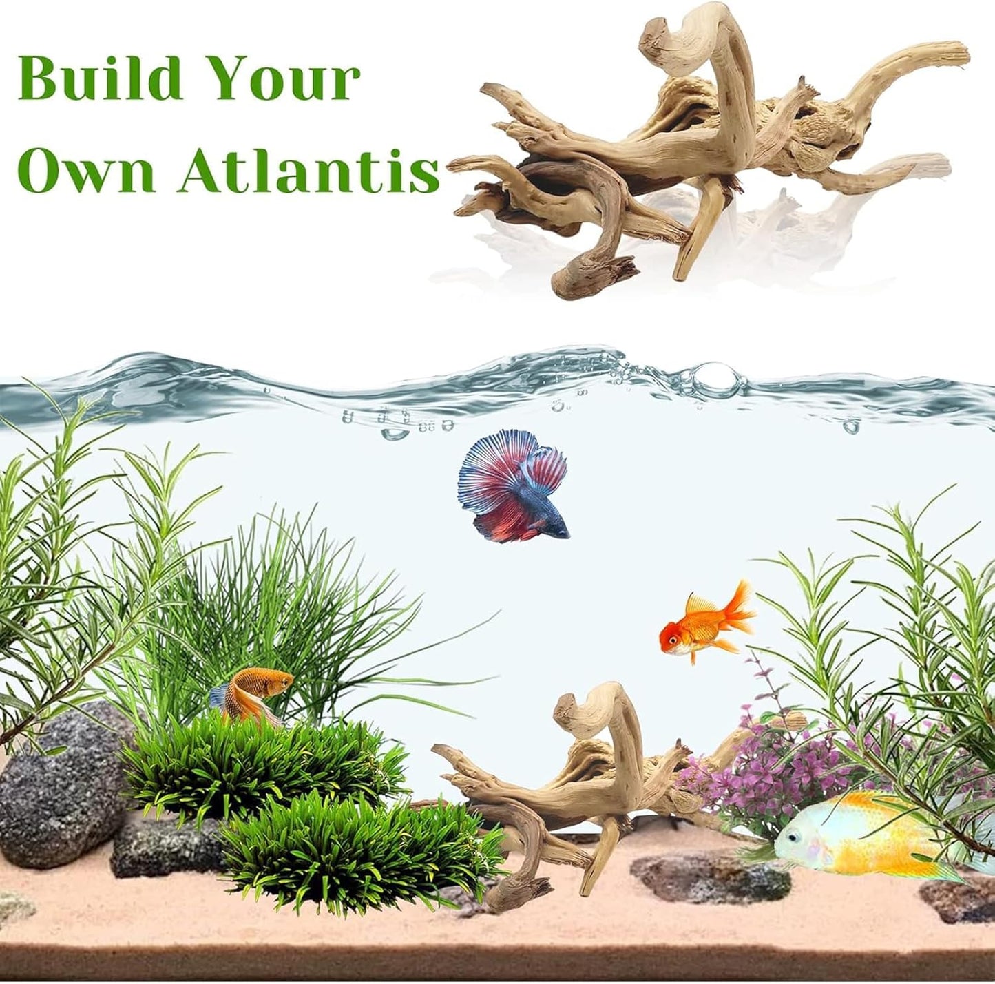 Tfwadmx Natural Driftwood for Aquarium, 11-13 inch Reptile Branches Terrarium Wood Aquarium Trunk Driftwood Tree Fish Tank Log Decoration Pack of 2