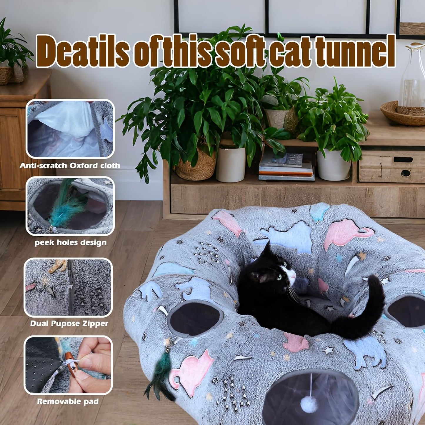 Cat Cave for Puppy and Kitty,Cat Tunnel Bed,Cat Toys for Indoor
