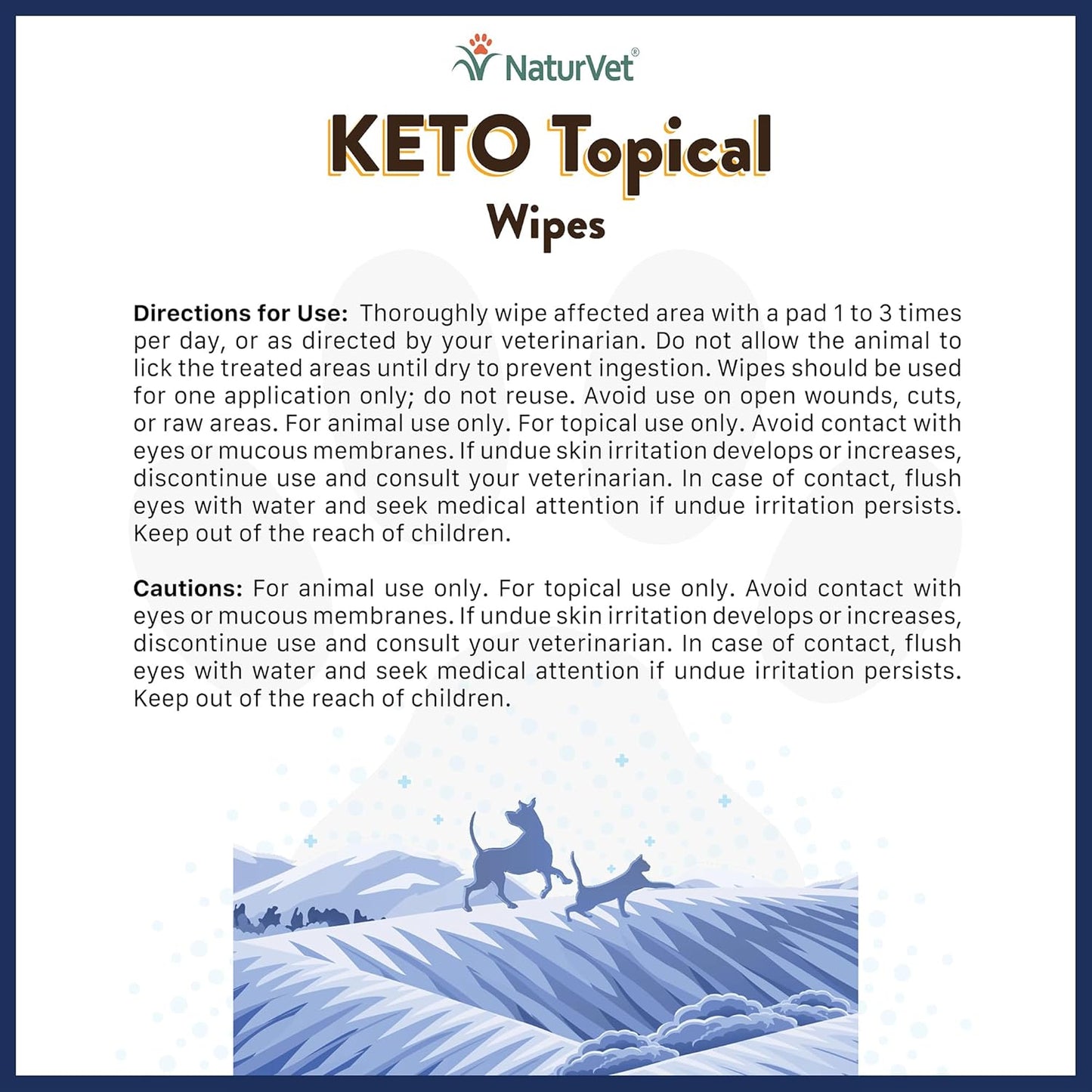 NaturVet Keto Topical Wipes for Dogs, Cats & Horses 50 Count