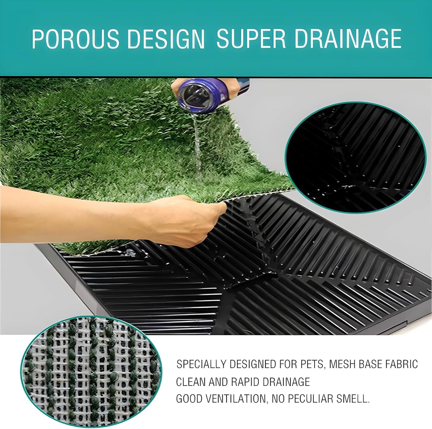 Dog Urinal containing 2 Replaceable lawns, Dog Potty Grass .Portable pet bedpans That can be Washed, Suitable for Almost All Types of Dogs. Length: 25 inches. Width 20 inches. Height: 3 inches