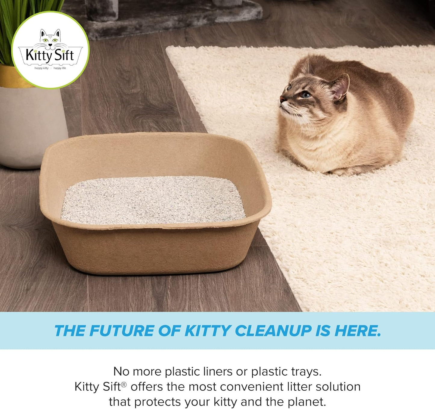 Kitty Sift Disposable Cat Litter Box Large, 6 Count, Durable Portable for Travel and Home, Eco-Friendly Disposable Litter Box Controls Odor for Cats and Kittens