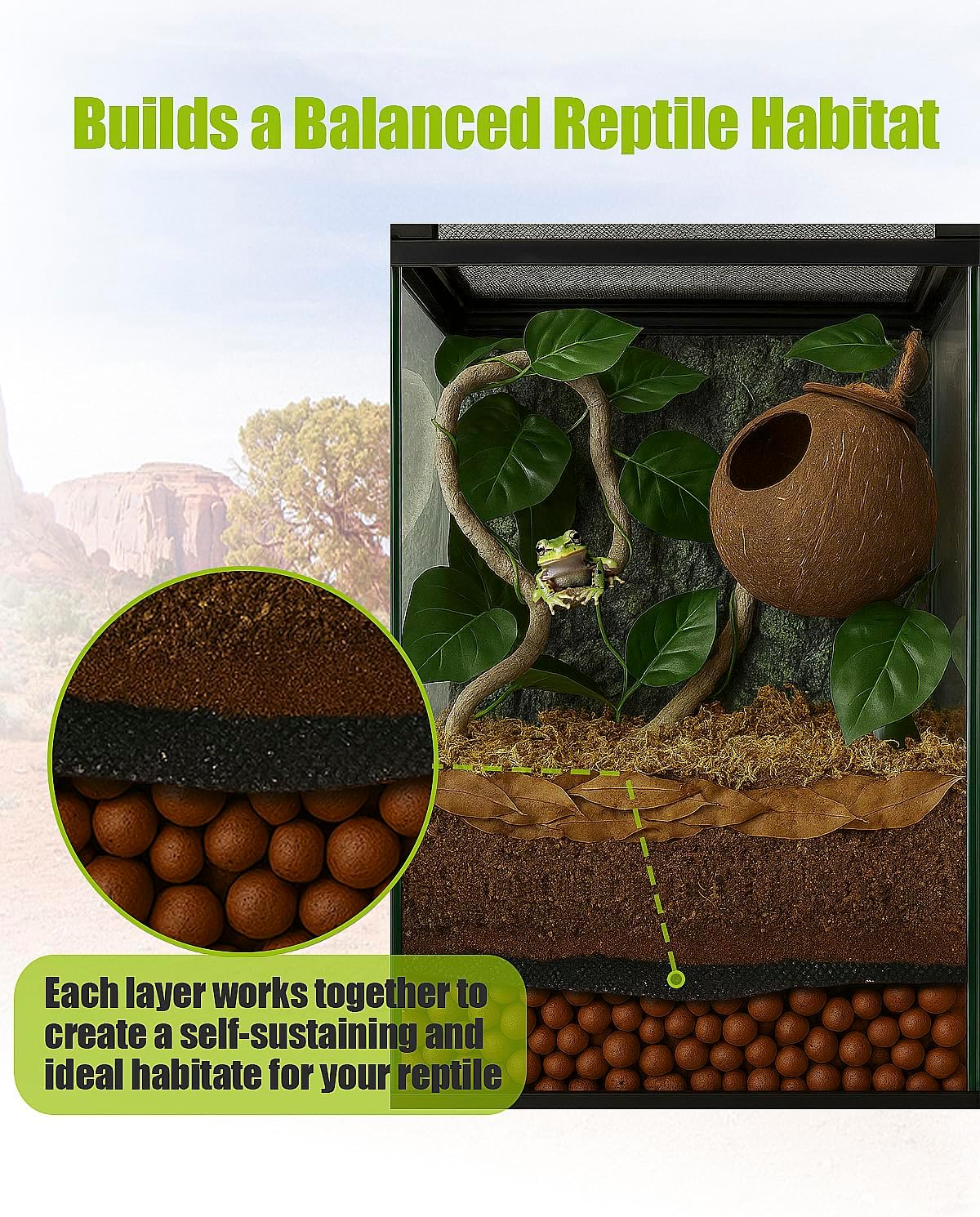 3Pcs 18"x18"Reptile Terrarium Substrate Barriers, Reptile Tank Accessories, Bioactive Terrarium Supplies for Frogs, Tarantula, Newts, Salamanders, Geckos, Skinks, Lizards, Snakes