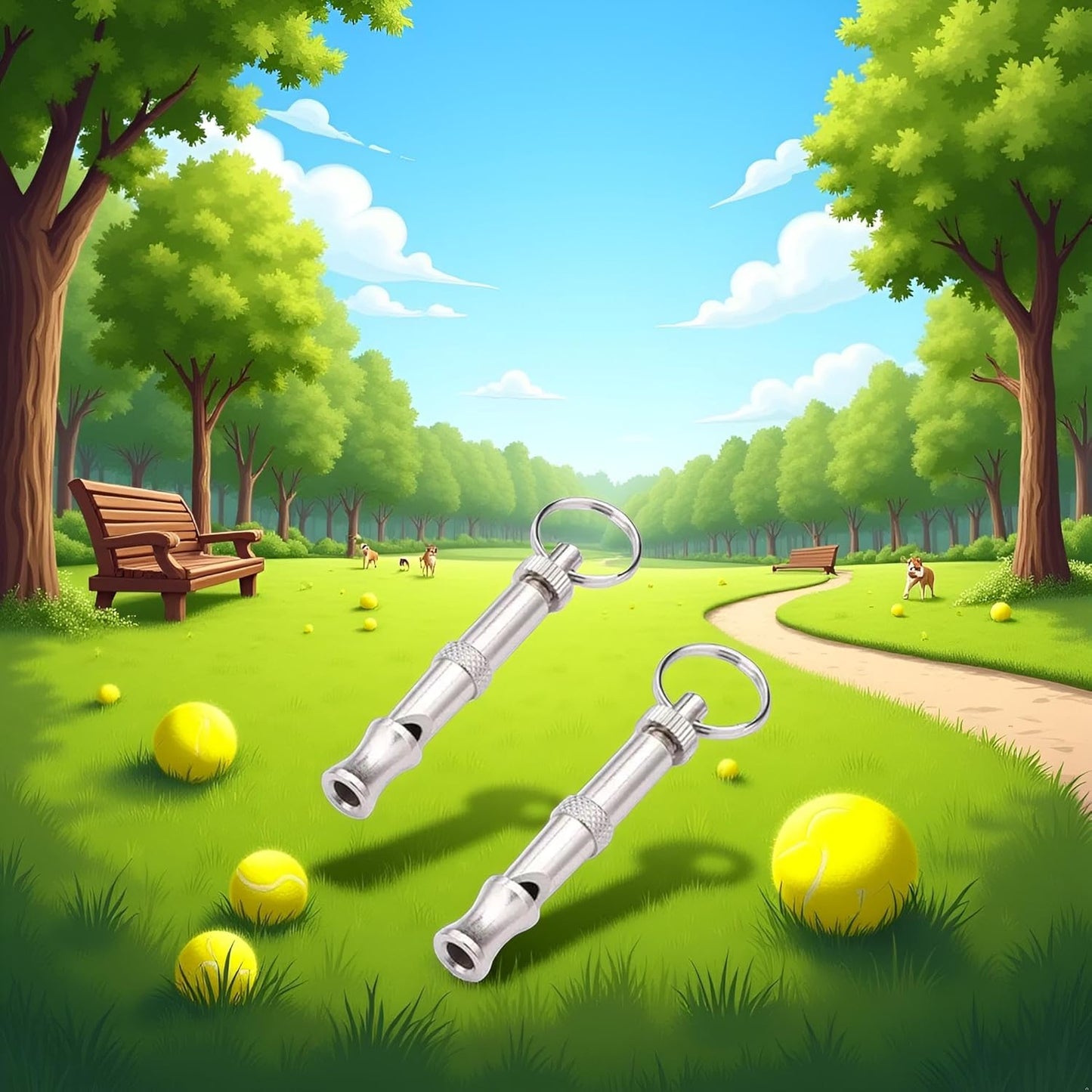 BWESOO 2Pcs Silver Adjustable Ultrasonic Dog Whistle, Portable Whistle Pet Whistle Supersonic Whistle Dog Whistles for Pet Training,Training and Behavior Aids, Dog Whistles