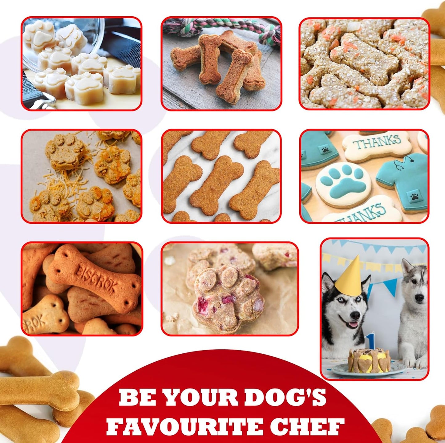 Homemade Dog Treat Molds Silicone,Lick Mat for Dogs & Cats with Suction Cups,Cookie Cutters for Homemade Dog Treats,Includes Vet-Approved Recipe Cards
