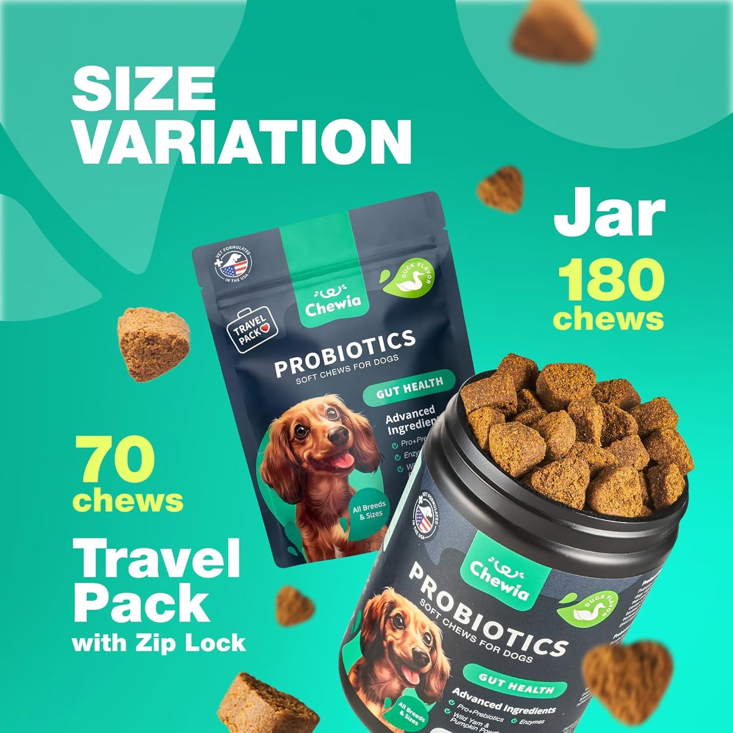 Probiotics for Dogs Gut Health, Digestion, Immunity, Yeast Balance, Itchy Skin, Allergies Support - Dog Probiotic Chews with Digestive Enzymes for Gut Flora- Soft Treats with Pumpkin and Yeast Powder