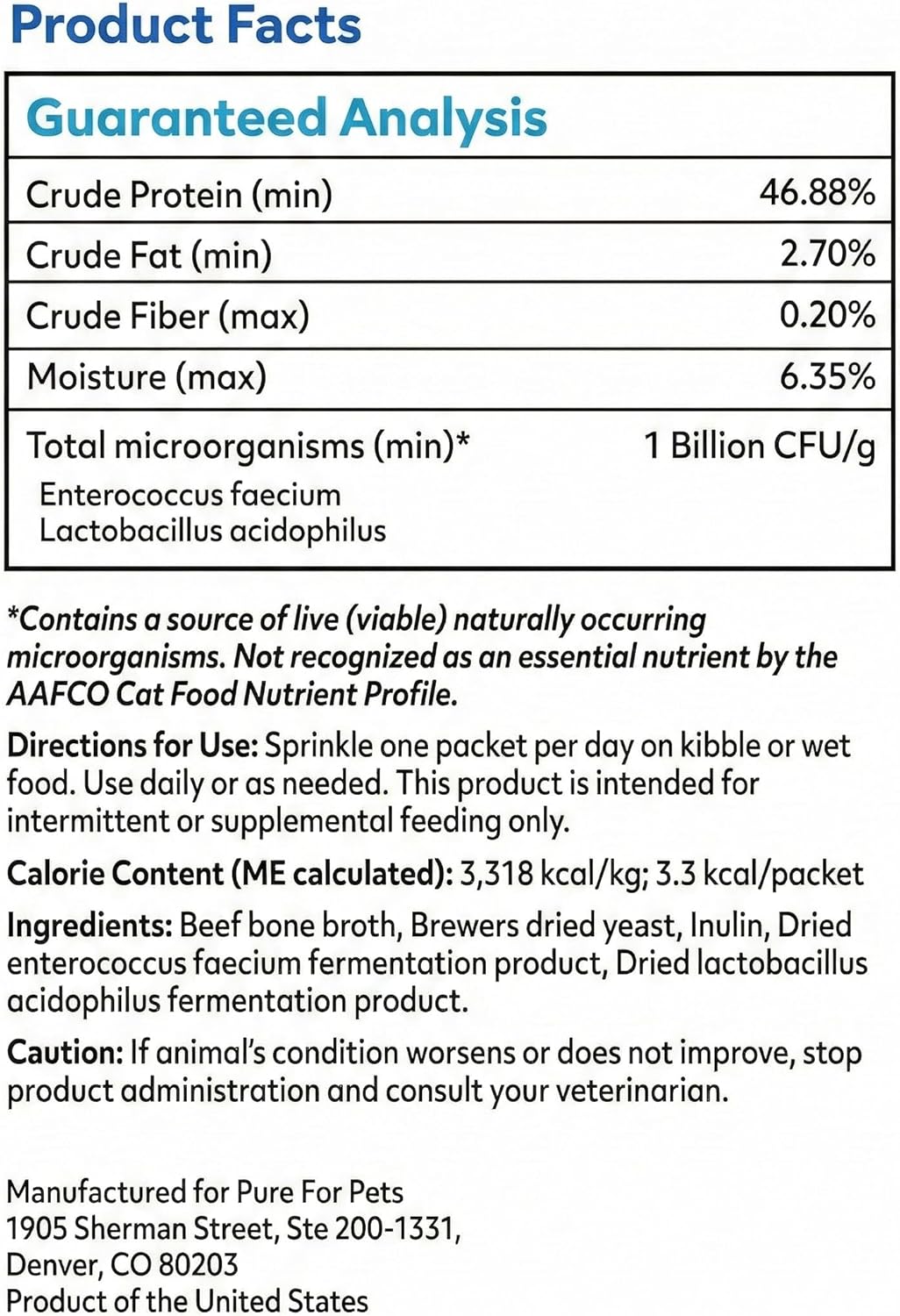Joyfull Probiotic for Cats – Clinically Proven Strains for Diarrhea & Digestive Support – 30 Daily Packets with Beef Bone Broth