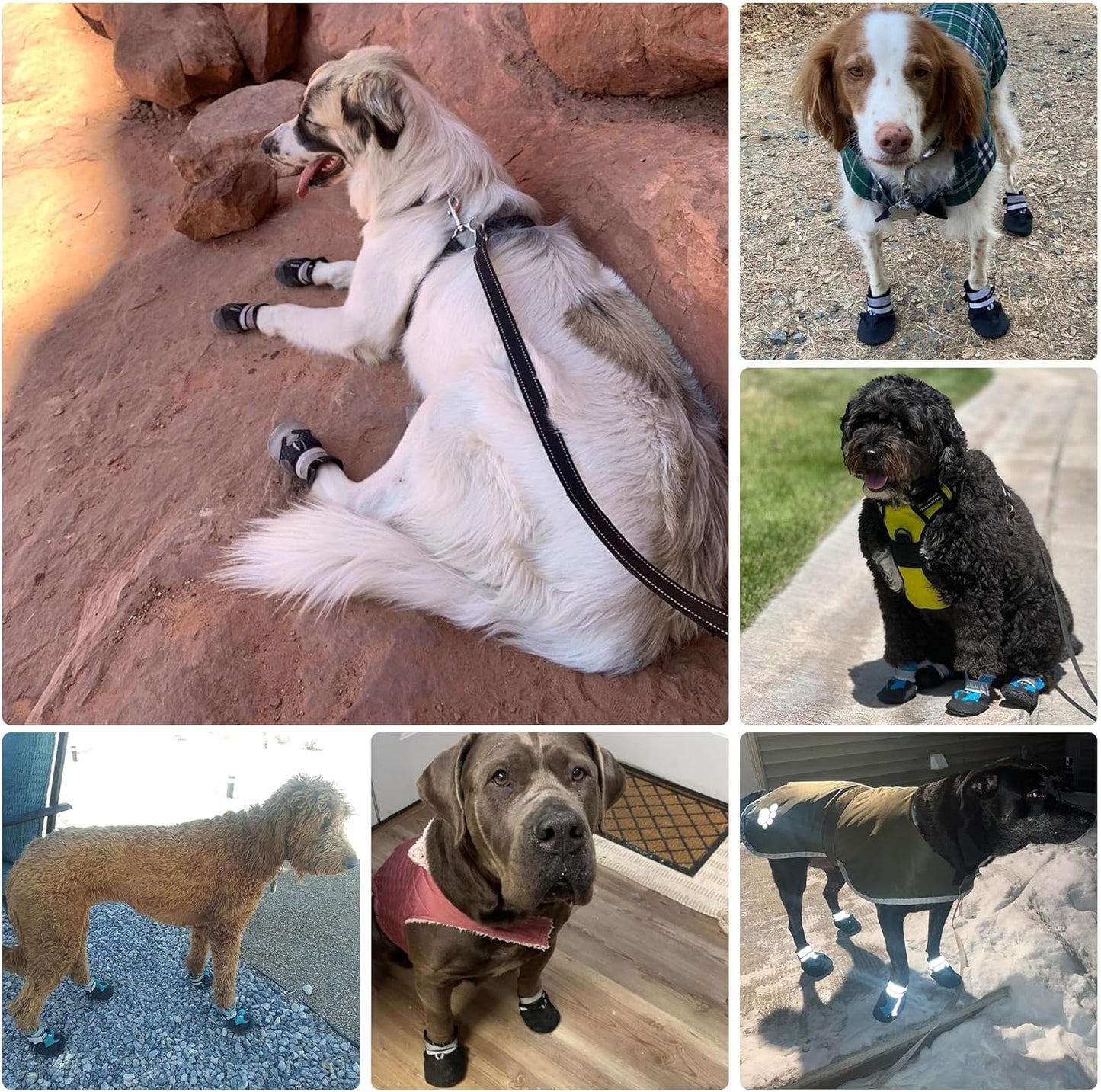 Dimicoo Breathable Dog Boots for Medium Large Dogs,Non-Slip Dog Shoes for Winter Snow and Summer Hot Pavement,Lightweight Paw Protector Dog Booties for Outdoor Walking Indoor Hardwood Floors