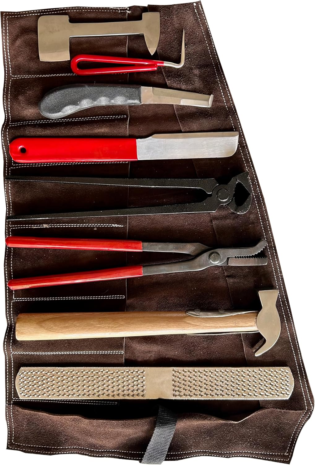 Farrier Tools 8pcs Hoof Kit, Horse Hoof Nippers, Goat Hoof Trimmer Kit, Hoof Trimmers for Goats, Horse, Sheep, Pig, Donkey, Farrier Supplies with Suede Leather Pouch