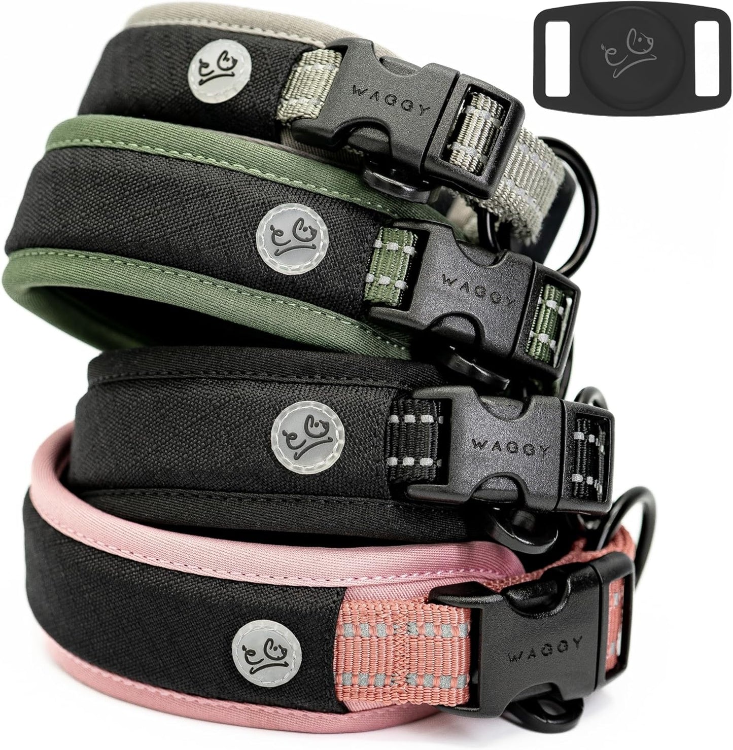 Premium AirTag Dog Collar - Aitag Dog Collar Holder – Reflective AirMesh Padded, Heavy-Duty Quick-Release Dog Collar, Adjustable Secure Fit - Small Medium Large Dogs (Green, XS)