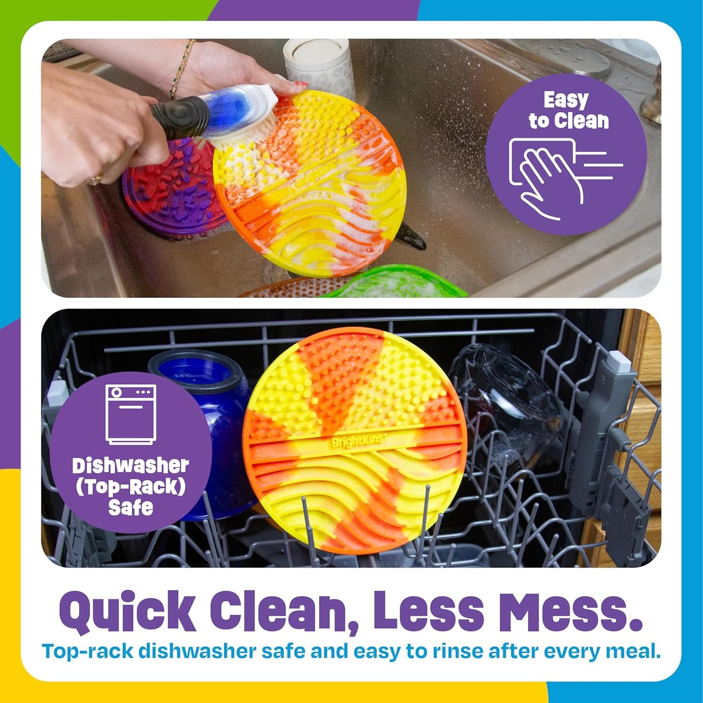 Brightkins Tie Dye Circle Lick Mat, Food Rubber Mat and Snuffle Pet Supplies, Enrichment Puppy Pads Essentials Products, Anxiety Relief Items, Interactive Dog Toys