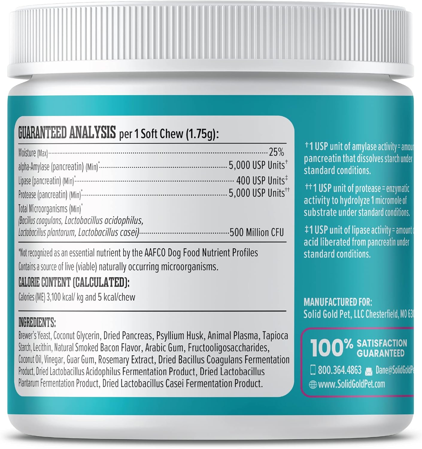 Solid Gold Dog Probiotics for Digestive Health - Probiotics for Dogs with Fiber & Digestive Enzymes for Bowel Support & Gut Health - Bacon Flavor Soft Chews to Support Digestion for All Ages - 120ct