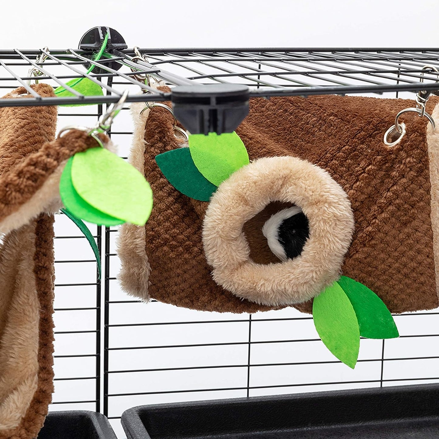 Small Animal Hammock - Hanging Hammock & Tunnel Hideout for Guinea Pig Hamster Parrot Rat Chinchilla - Warm Swing Plush Cage Bed Washable Pet Hammock