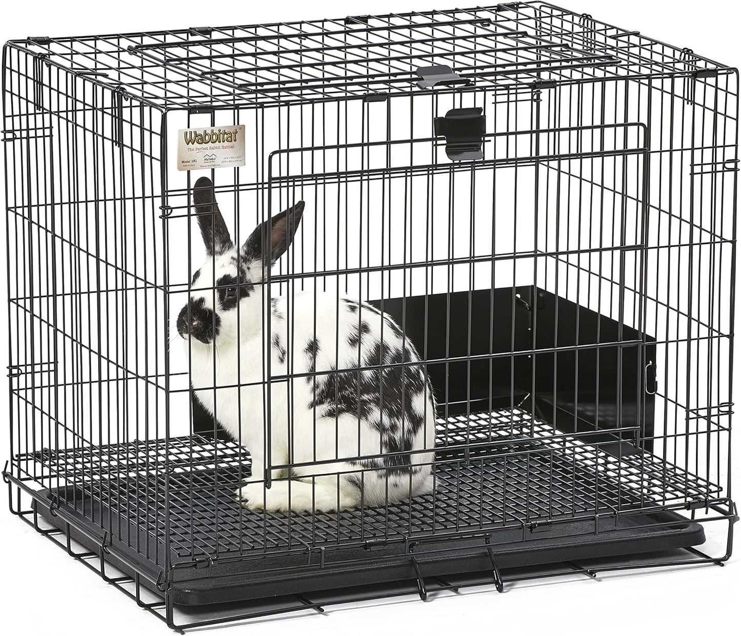 MidWest Homes for Pets Small Wabbitat Rabbit Cage, Grid Mesh Floor, Removable Tray, Top & Front Door Access, Rust Resistant Finish, No Tools Required