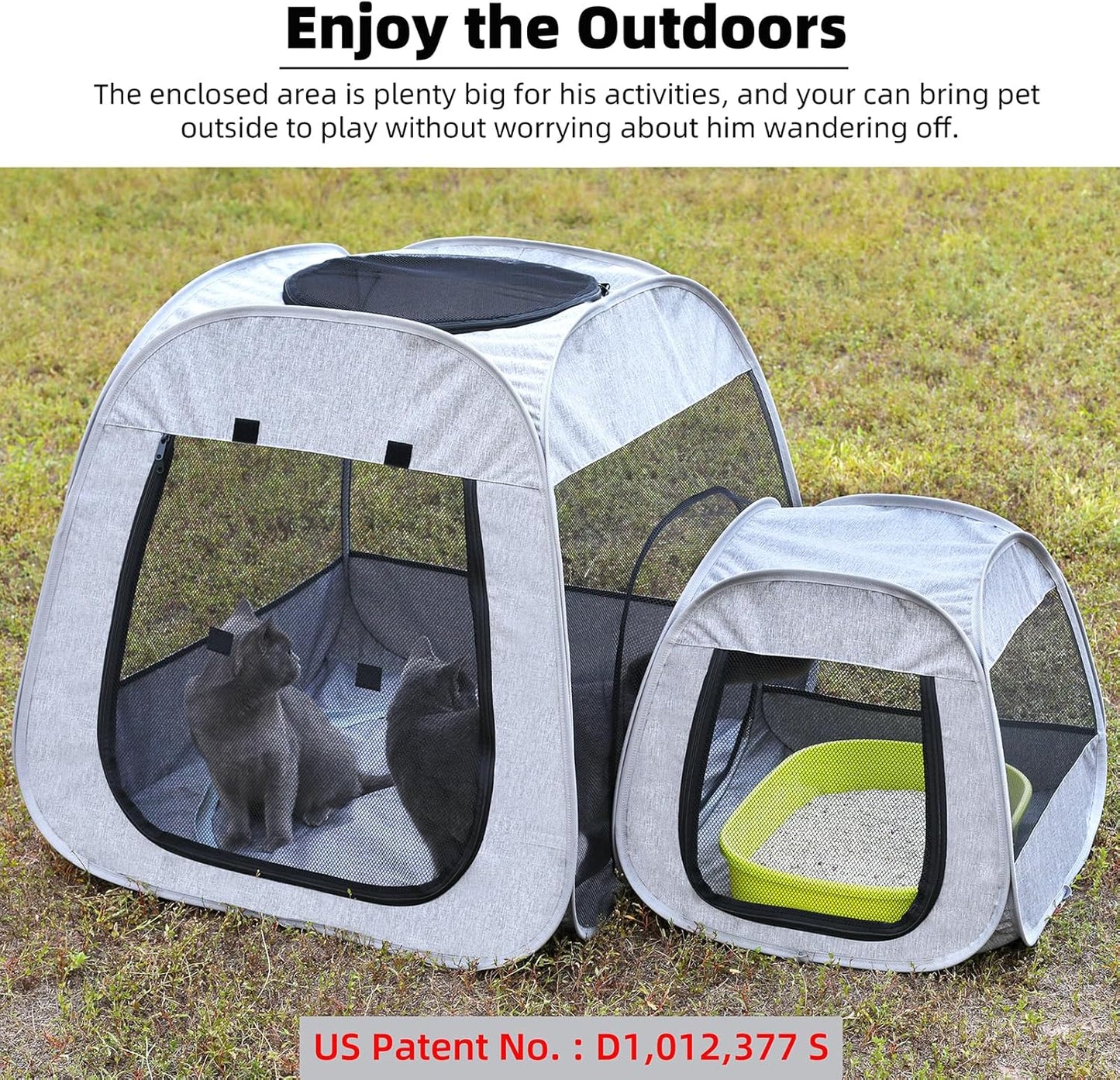 Tenrai Portable Cat Playpen, Trapezoidal Design for Better Standing, Foldable Pet Tent for Indoor and Outdoor Use of Kitten and Puppy, Dog Play Enclosure, Cat Houses & Condos