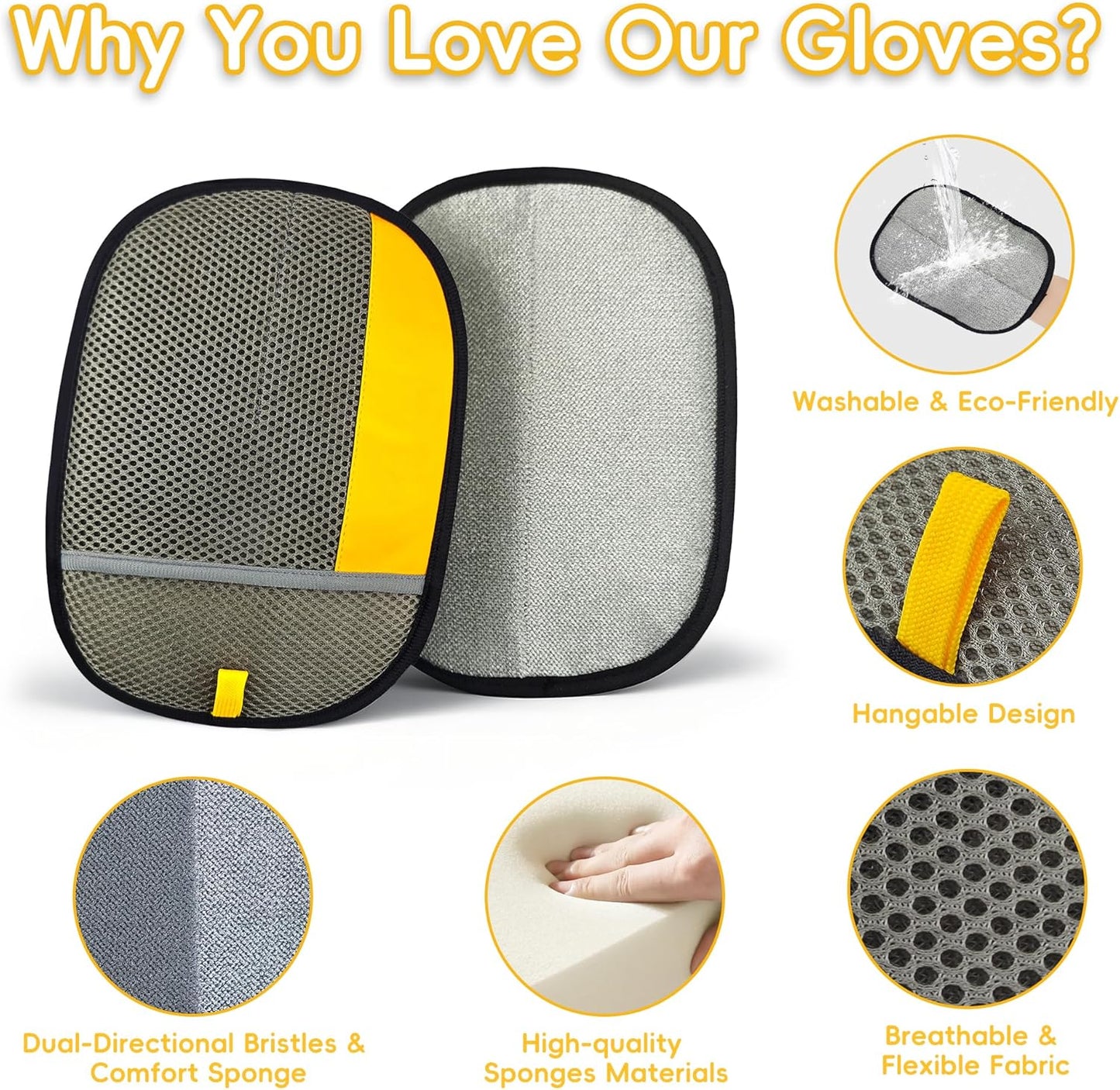 Pet Hair Removal Glove, Magic Brush Electrostatic Mitt, Pet Hair Remover Tool for Dog & Cat, Reusable Pet Hair Gloves Pet Grooming Needs, Fur Remover for Couch, Clothing, Carpet & Car Seat