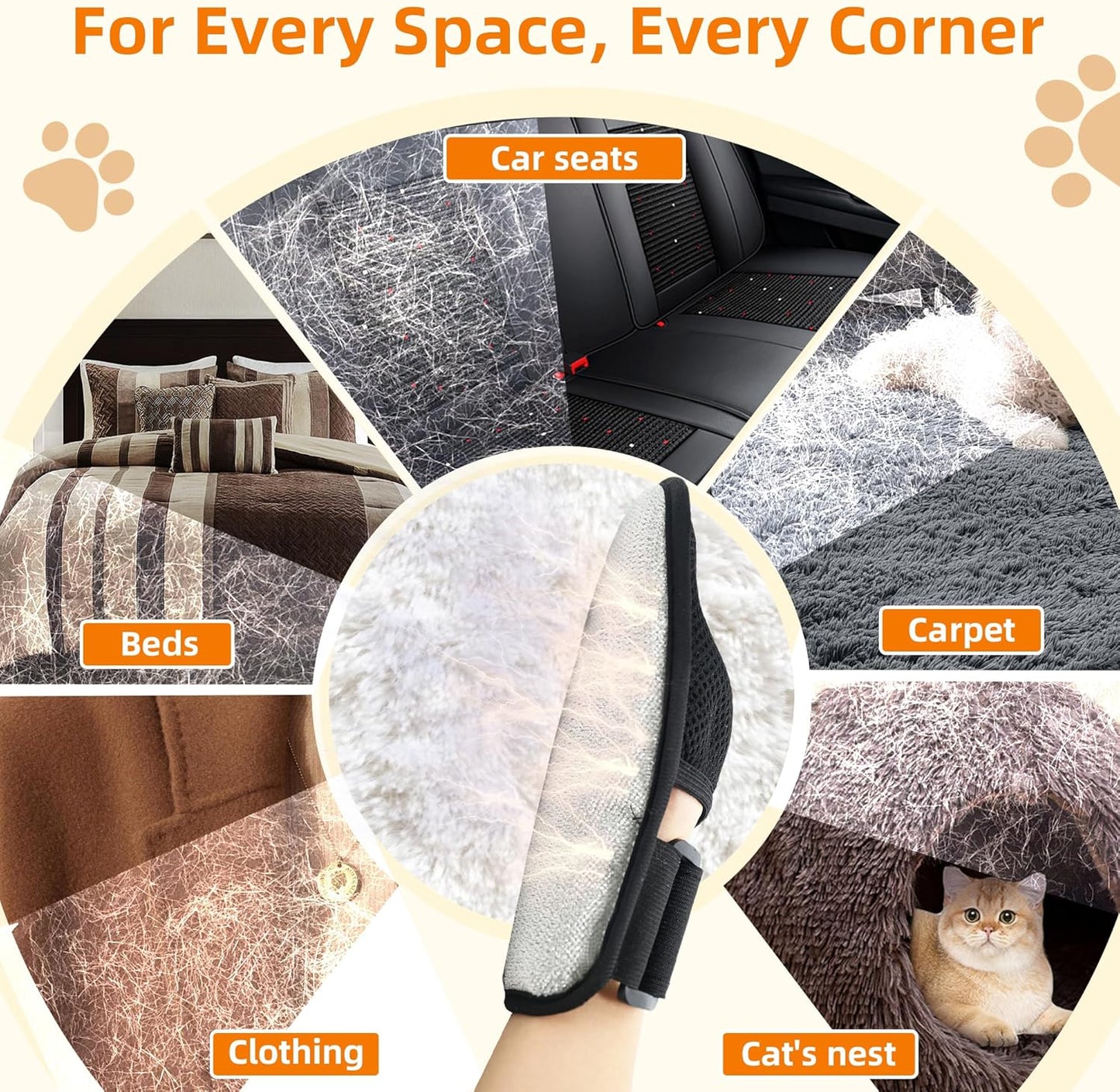 Auto Self-Cleaning Litter Box + Pet Hair Remover Glove Bundle, Open-Top Box with 10.5L Bin & Grooming Glove