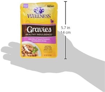 Wellness Natural Pet Food Healthy Indulgence Grain Free Wet Cat Food, Tuna and Mackerel Gravies, 3 Ounce (Pack of 24)