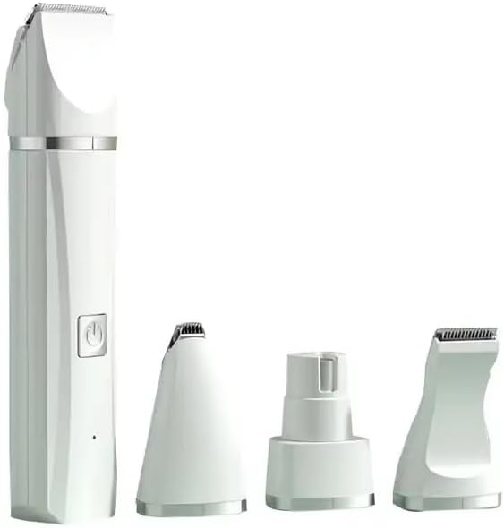 Dog Clippers Grooming Kit Hair Clipper-Low Noise Paw Trimmer- Rechargeable - Cordless Electric Quiet Nail Grinder Shaver for Cats and Other Pets (White)