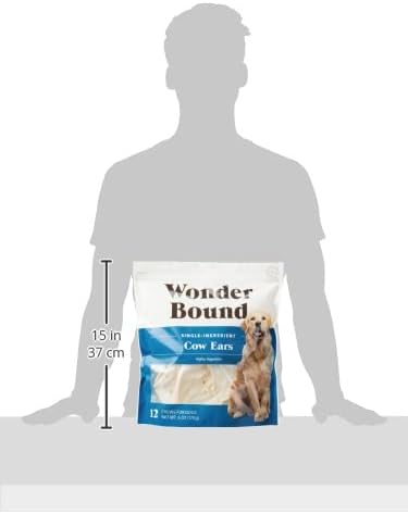 Amazon Brand – Wonder Bound Cow Ears Dog Treats, Pack of 12, Beef, Highly Digestible, Minimally Processed