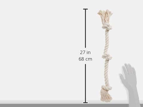 Flossy Chews 100-Percent Cotton White 3-Knot Rope Tug, Large, 25-Inch