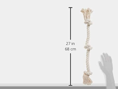 Flossy Chews 100-Percent Cotton White 3-Knot Rope Tug, Large, 25-Inch