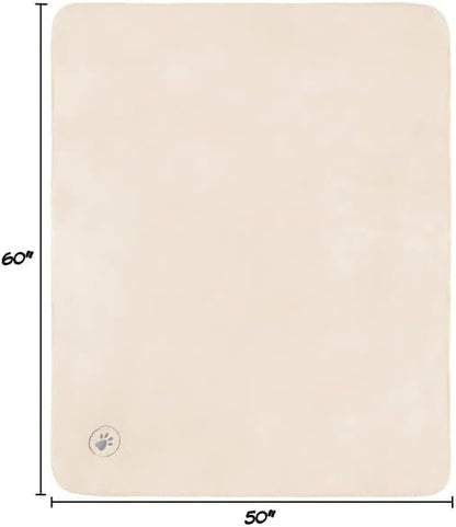 PETMAKER Waterproof Pet Blanket - 50x60-Inch Reversible Sherpa Fleece Throw Protects Couches, Cars, and Beds from Spills, Stains, and Fur (Cream)