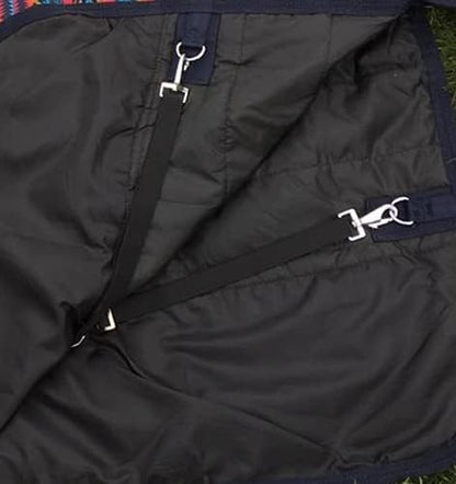 1200 Denier Horse RAIN Sheet (Waterproof/Breathable & Wind Proof Turnout Sheet) Horse Breathable RAINSHEET (Black-Turquoise, 76)