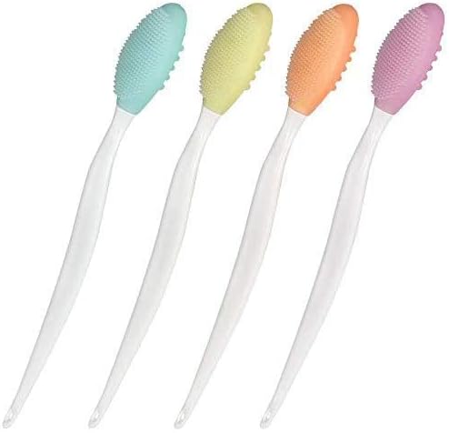 Dog Toothbrush, 4 Packs Silicone Pro Double-Sided Soft Comfort Gentle Dental Brushes Set Kit with 5.7 inches Curved Long Handle for Puppy Small Medium Dogs Cats Most Pet (Set 1)