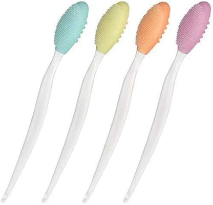Dog Toothbrush, 4 Packs Silicone Pro Double-Sided Soft Comfort Gentle Dental Brushes Set Kit with 5.7 inches Curved Long Handle for Puppy Small Medium Dogs Cats Most Pet (Set 1)