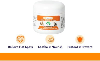 Healthy Paw Life Lime Sulfur Cream (2 oz) and Lime Sulfur Wipes (50 ct) Bundle for Pet Skin Care - for Dogs and Cats