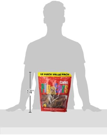 Cadet Natural Pig Ears for Dogs, Long Lasting & Natural Chew Treats for Dogs, 12 Count