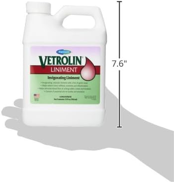 Farnam Vetrolin Horse Liniment for Muscle Soreness, Stiffness and Inflammation Relief on Horses, Helps Reduce Swelling, Aids in Pain Relief, 32 Oz.
