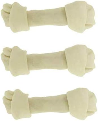 Top Dog Chews - Natural Beef Rawhide Bones (3 Pack), 8"-10" Long-Lasting Dog Bones for Aggressive Chewers, Digestible Dog Treats for Small, Medium & Large Breeds (3 Pack, 3, Count)