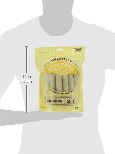 Better Belly Originals Natural Chicken Liver Flavor Small Rolls 20 Count, Highly Digestible Rawhide