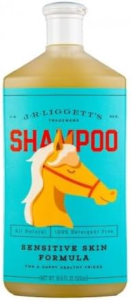 JR Liggett’s Natural Liquid Horse Shampoo for Sensitive Skin - 100% Detergent Free, Non-GMO & Biodegradable - Hypoallergenic, Tear-Free Formula Soothes Dry, Itchy Skin - 16.9 fl oz
