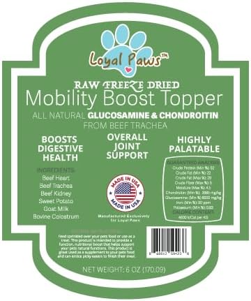 Freeze-Dried Dog Food Topper for Picky Eaters – Raw Beef Heart, Trachea, Kidney – High Protein, Grain-Free Meal Mixer – Natural Glucosamine & Chondroitin – Made in USA 6 oz