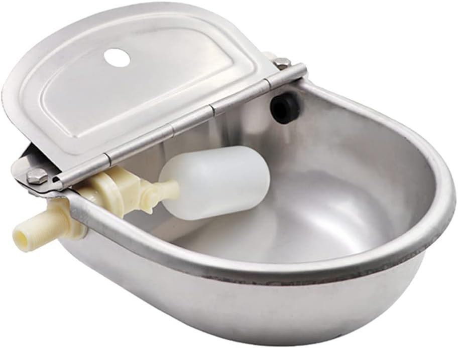Automatic Cow Drinking Water Bowl, Stainless Steel Feeder Trough Dispenser Waterer for Pet Dog Horse Cattle Goat Sheep, with Float Ball Valves