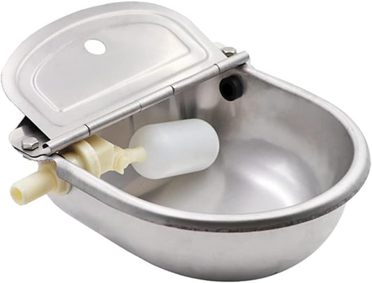 Automatic Cow Drinking Water Bowl, Stainless Steel Feeder Trough Dispenser Waterer for Pet Dog Horse Cattle Goat Sheep, with Float Ball Valves