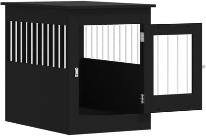 LUMILAND Stylish Dog Crate Furniture for Comfort and, 2-in-1 End Table and Cozy Kennel, Black
