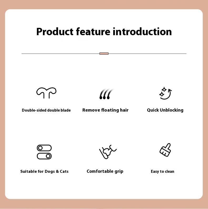 Double-Sided Pet Dematting Comb – 2-in-1 Undercoat Rake for Dogs & Cats, Stainless Steel Blade + PP Handle, Removes Tangles & Floating Hair, Lightweight 113 g, Home Grooming Tool