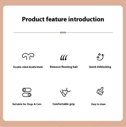 Double-Sided Pet Dematting Comb – 2-in-1 Undercoat Rake for Dogs & Cats, Stainless Steel Blade + PP Handle, Removes Tangles & Floating Hair, Lightweight 113 g, Home Grooming Tool