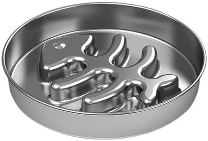 Stainless Steel Slow Feeder Dog Bowl, 304 Grade MetalPet Food Bowl, Teddy Cat Design Insert, HealthyFeeding Solution for Dogs, Cats