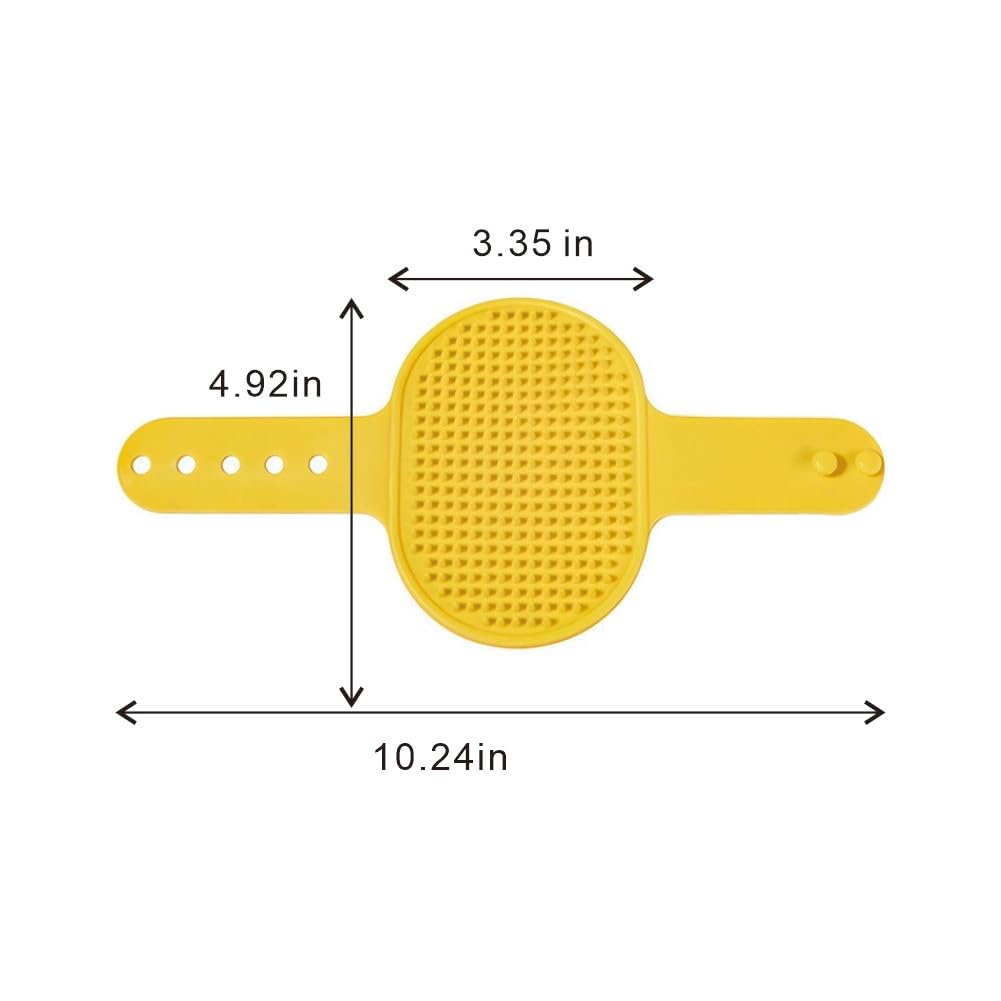 Silicone Pet Grooming Brush, Yellow and Green, Self Grooming Massager with Textured Pad, Cat Hair Care Tool,2pack