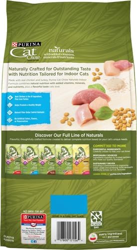Purina Cat Chow Naturals Dry Cat Food, Indoor With Real Chicken & Turkey, 3.15 Lb Bag