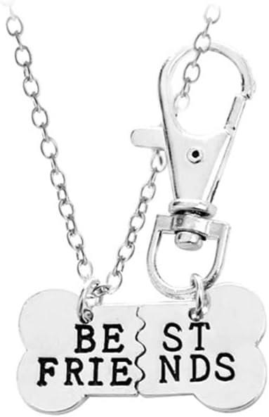 Guqqeuc Best Friend Christmas Gifts Dog Bone Necklace Keychain Set for Dog Human Jewelry Set Pet Owner Birthday Friendship Gifts