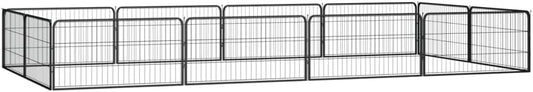 LUMILAND Safe Play Area with 12-Panel Dog Playpen, Durable Powder-Coated Steel for Indoor/Outdoor Use, Black