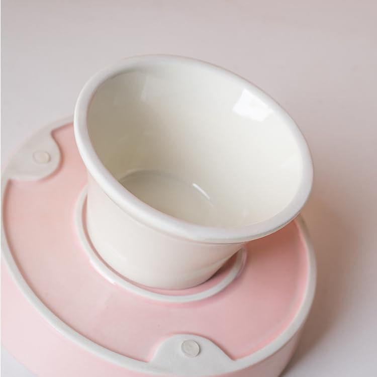 Slow Feeder Dog Bowl, Elevated Ceramic Dog Bowls for Small & Medium Pets – Slow Feeder Bowl, Puppy Essentials, Pet Supplies, Durable & Easy to Clean (Pink)