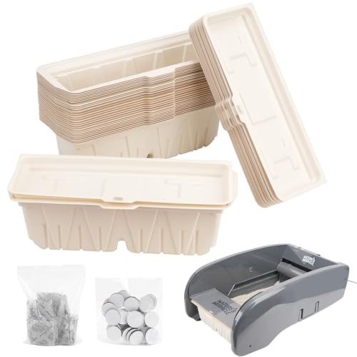 30 PCs Disposable Waste Receptacles with Charcoal Bags Compatible with Nature's Miracle Litter Box 2nd and Littermaid Litter Box 3rd, Disposable Cat Litter Trays (Machine NOT Included)