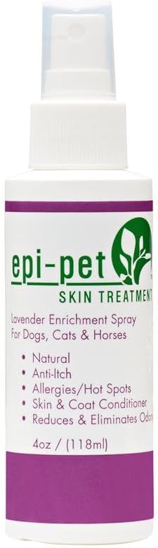 Epi-Pet Veterinary Formulated Dog Hot Spot and Dog Itch Spray, Pet Skin Treatment Spray for Allergies, Deshedding and Redness, Use it as Skin and Coat Conditioner (4 Fl Oz (Pack of 1), Lavender)