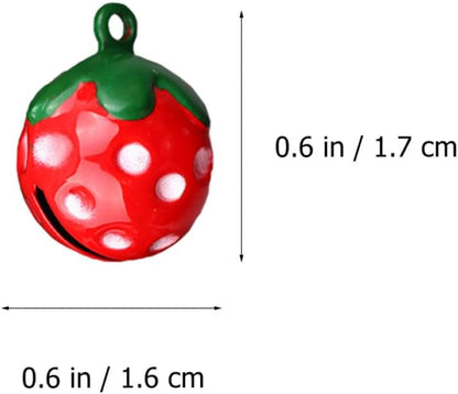 10Pcs Strawberry-Shaped Pet Collar Bells Mini Jingle Bell Pendants for Cats and Dogs, Strawberry Red DIY Craft Supply for Pet Necklace Accessories
